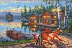 New Appleone 1000-873 Jigsaw Puzzle Loon Lake By Darrell Bush (1000 Pieces)