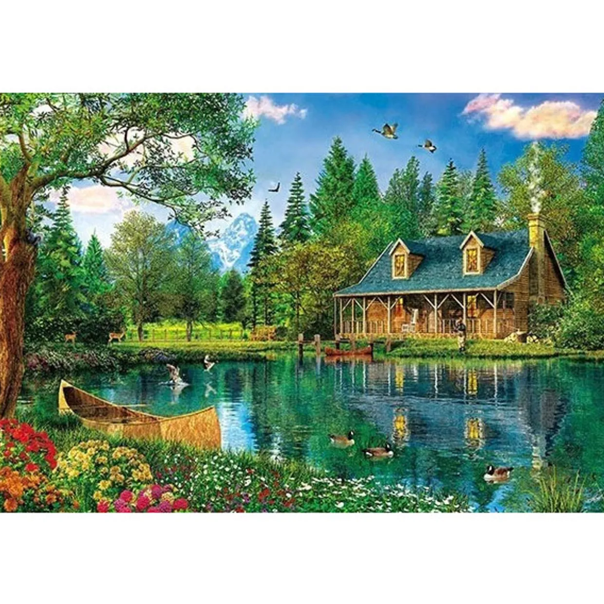 Cheap Appleone Jigsaw Puzzle 300-334 Dominic Davison Crystal Lake Cabin (300 Pieces)