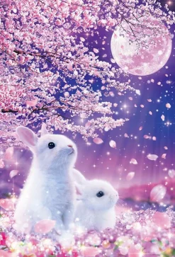 Discount Beverly 81-129 Jigsaw Puzzle Bunnies Under The Moonlight With Cherry Blossoms (1000 Pieces)