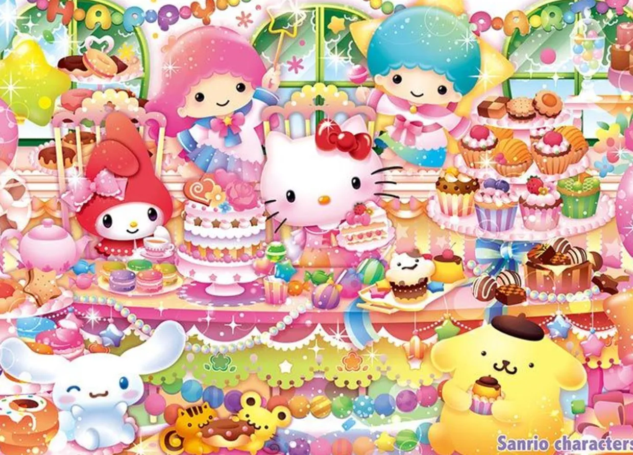 Fashion Beverly 66-175 Jigsaw Puzzle Hello Kitty And Sanrio Characters Happy Sweets Party (600 Pieces)