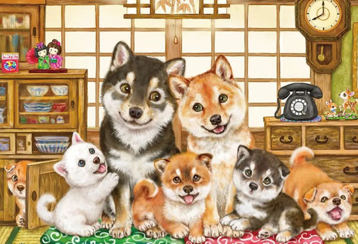 Flash Sale Beverly 31-515 Jigsaw Puzzle Kayomi Harai Japanese Dog Family Always Together (1000 Pieces)