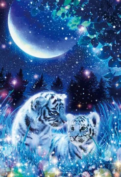 Fashion Beverly M81-630 Jigsaw Puzzle Tiger Cubs Under The Moonlight (1000 S-Pieces)