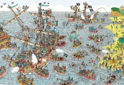 Clearance Beverly M81-735 Jigsaw Puzzle Where's Wally Pirate Ships At Shore (1000 S-Pieces)