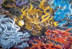 Epoch 31-519 Jigsaw Puzzle Japanese Art Five Color Dragon By Kayomi Harai (1053 S-Pieces) New