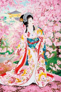 Epoch Jigsaw Puzzle 23-326 Haruyo Japanese Art Sakura Hime Kimono (2016 S-Pieces) Hot