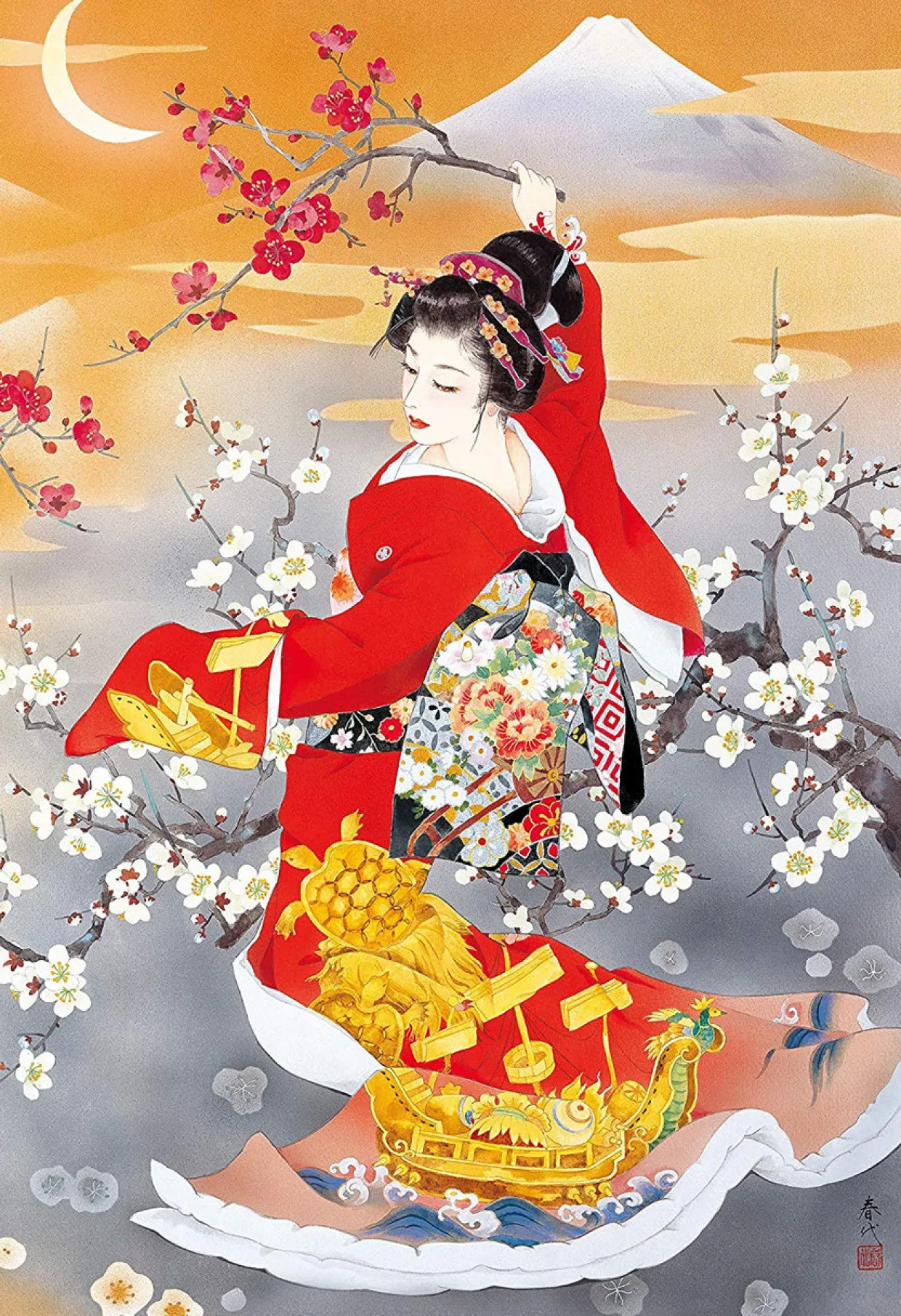 Epoch Jigsaw Puzzle 26-330 Haruyo Japanese Art Kotobuki Kimono (300 Pieces) Outlet