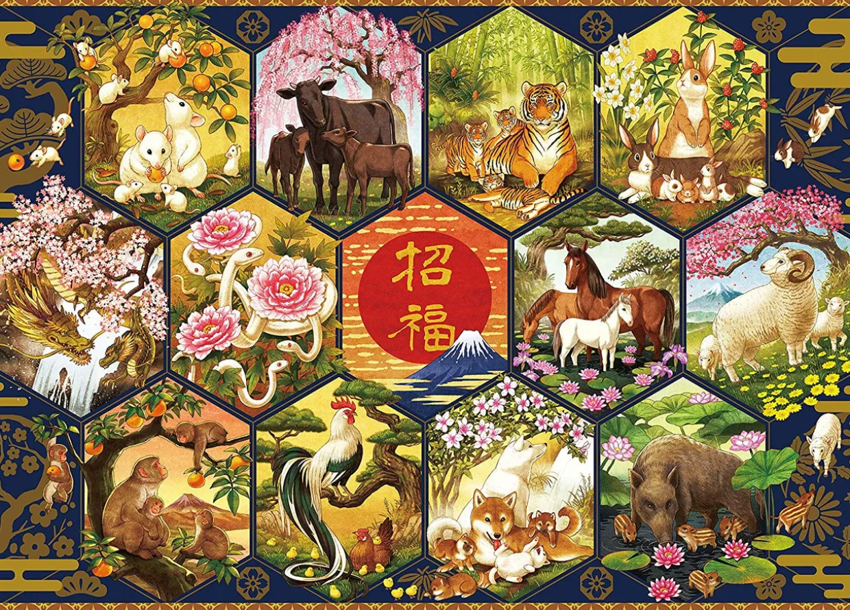 Epoch Jigsaw Puzzle 06-110 Japanese Art Twelve Horary Signs (500 Pieces) Fashion