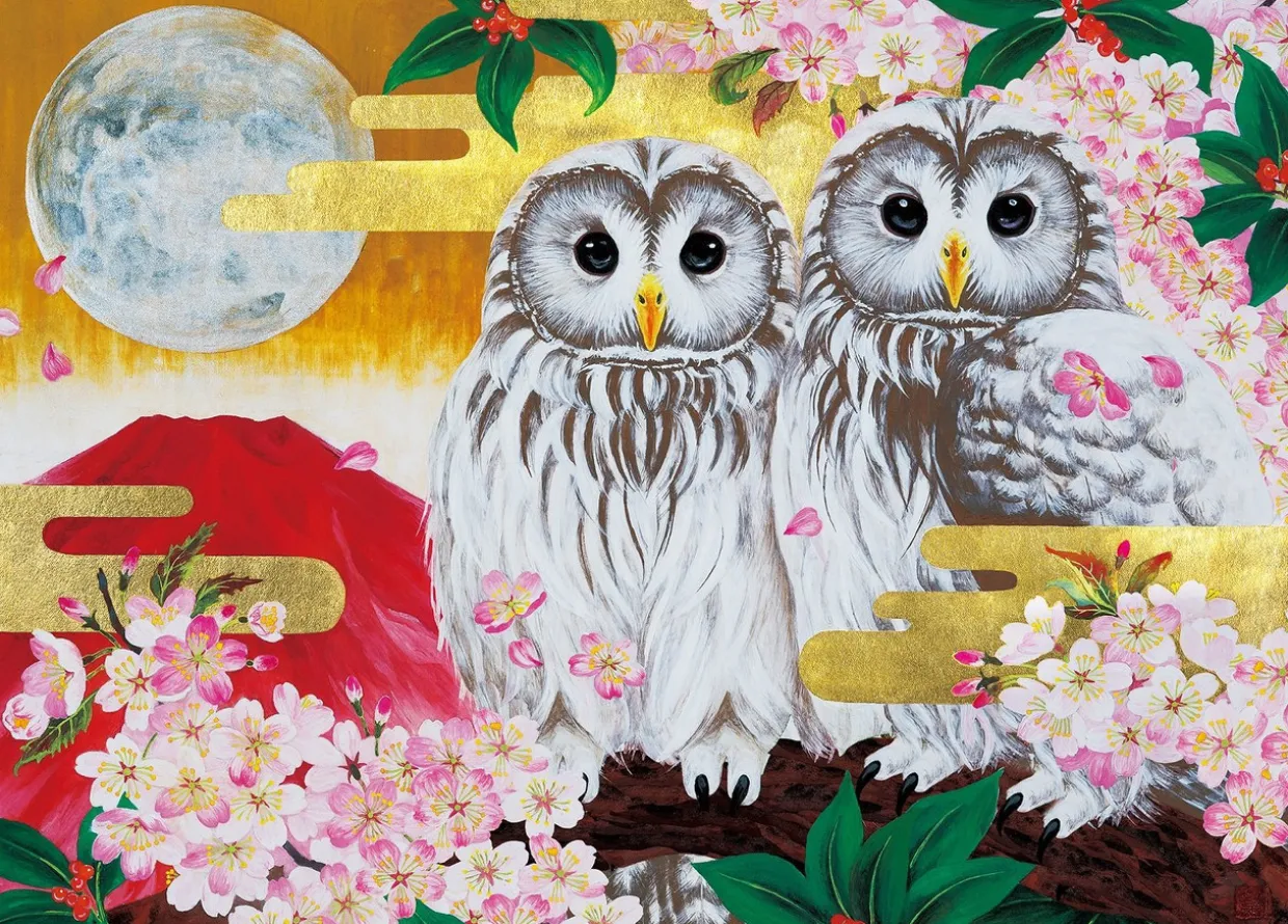 Epoch Jigsaw Puzzle 06-075 Japanese Good Luck Owls (500 Pcs) Clearance