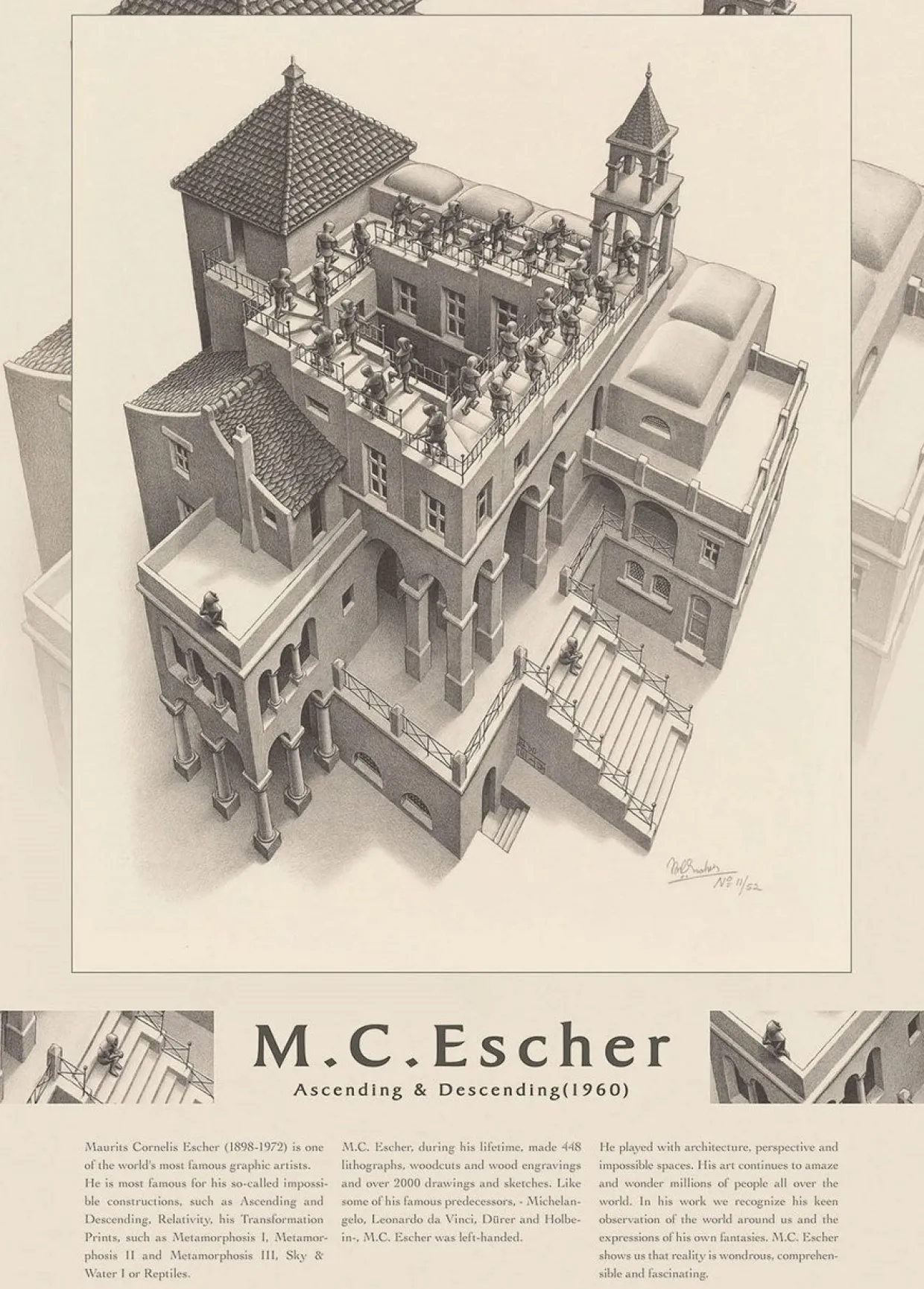 Epoch Jigsaw Puzzle 06-100 Maurits Cornelis Escher Ascending & Descending 1960 (500 Pieces) New