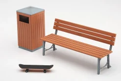 Hot Hasegawa 1/12 Park Bench & Trash Can Plastic Model