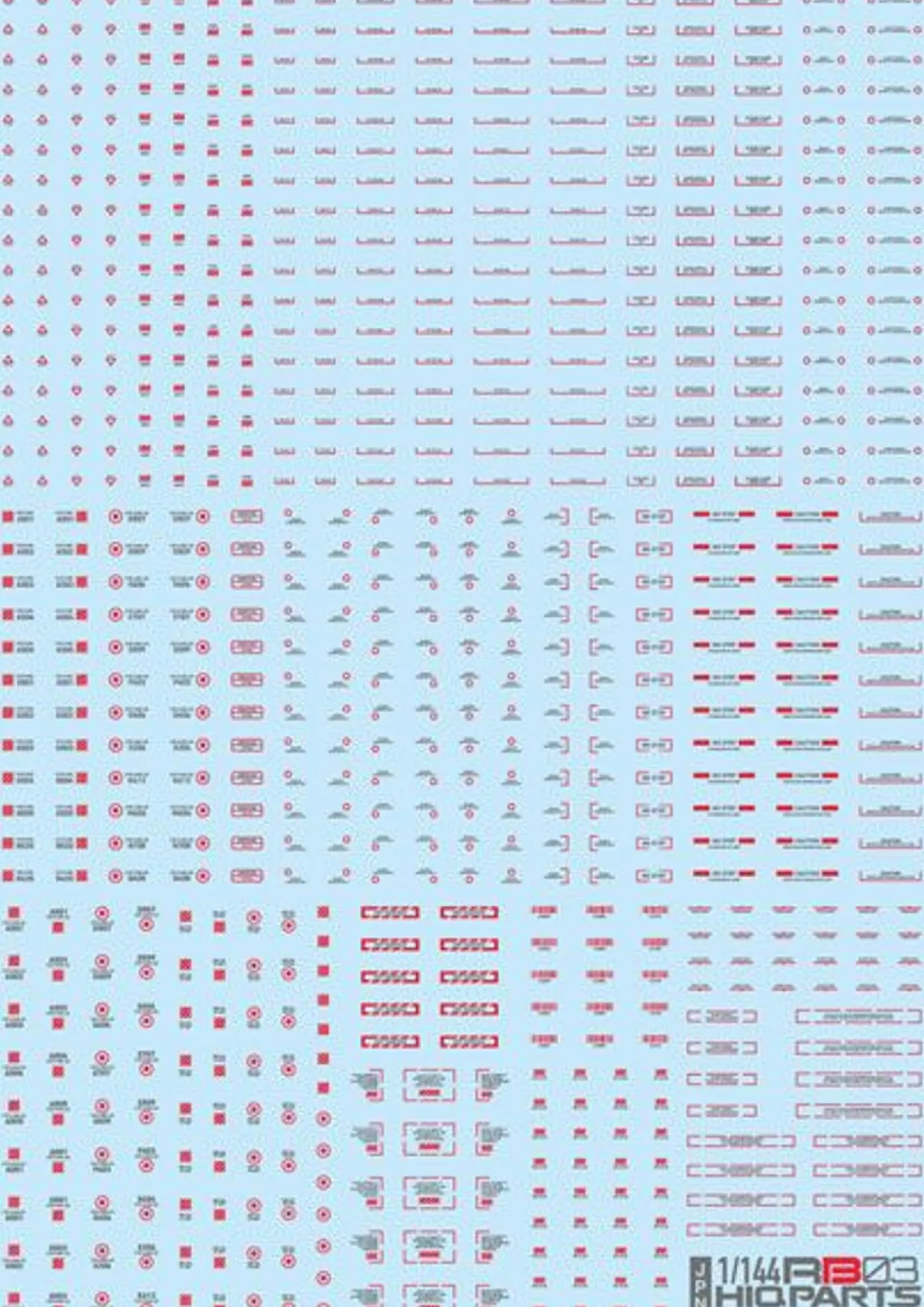 Fashion HiQparts 1/144 Rb03 Caution Decals Red & Gray Rb03-144Rag