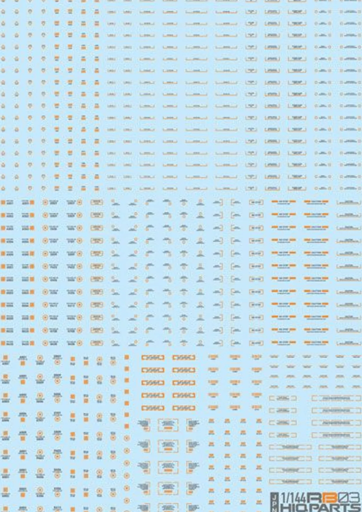 New HiQparts 1/144 Rb03 Caution Decals Gray & Orange Rb03-144Gao
