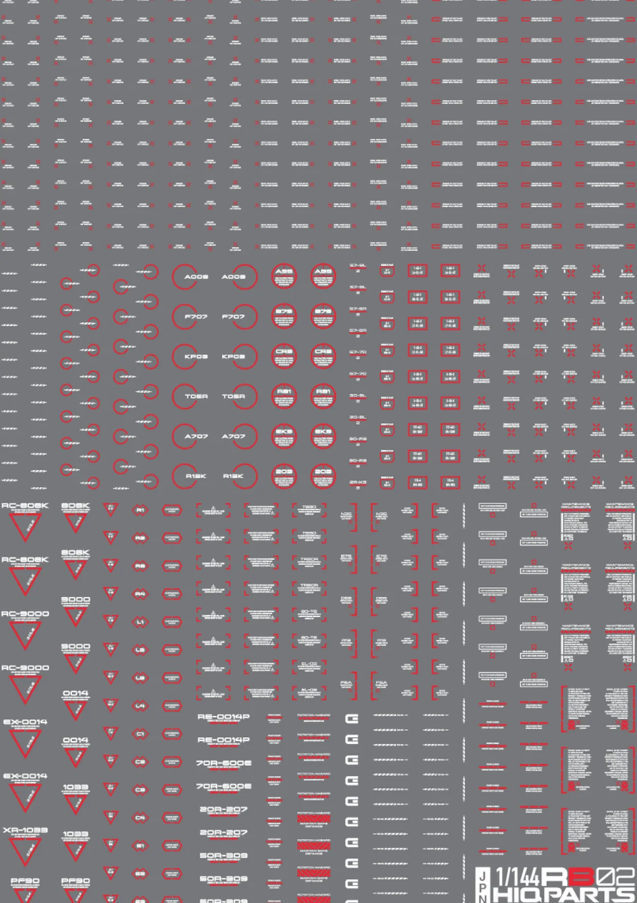 Outlet HiQparts 1/144 Rb02 Caution Decals White & Red