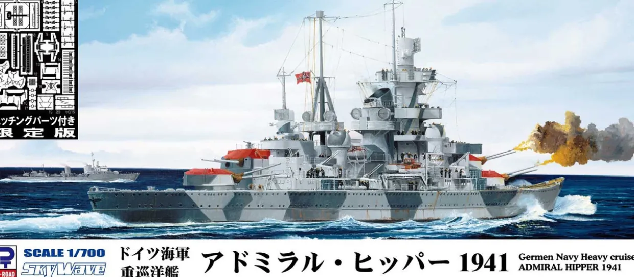 Sale Pit-Road Skywave 1/700 German Navy Heavy Cruiser Admiral Hipper 1941 W/Photo-Etched Parts Plastic Model