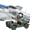 Best Tamiya 25205 1/48 North American P-51D Mustang & 1/4T 4X4 Light Vehicle Set Plastic Model