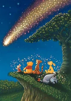 Tenyo Japan Jigsaw Puzzle D-300-704 Winnie The Pooh Stars Hologram (300 Pieces) Clearance