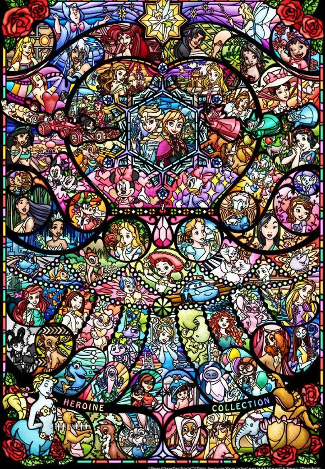 Tenyo Japan Jigsaw Puzzle Dsg-500-489 Disney Pixar Heroine Collection Stained Glass (500 Pieces) Cheap