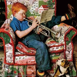 Yanoman 36-06 Jigsaw Puzzle Norman Rockwell Illustration Trumpet Practice (Square Puzzle) (306 Pieces) Fashion